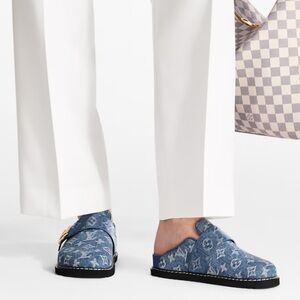 LV Blue Monogram Mules